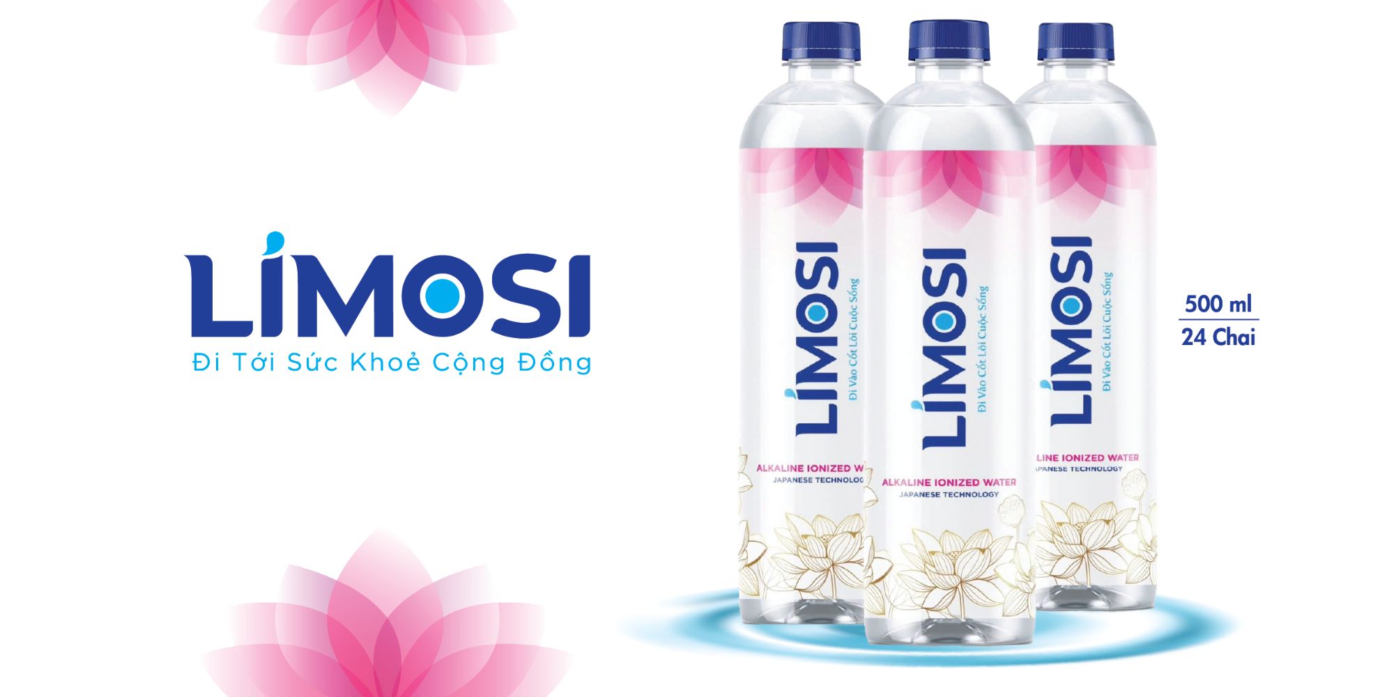 Nước Uống Ion Kiềm Limosi Chai 500ml (Thùng 24 Chai)